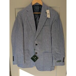 Brooks Brothers Mens Light Blue Linen Blend Blazer Jacket Sport‎ Coat Size 38SH